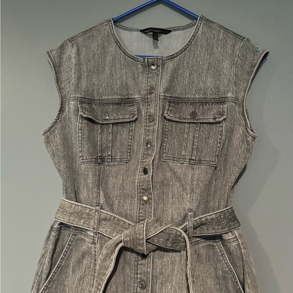 White House Black Market Gray Ruffled Sheath Dress - Picture 5 of 7